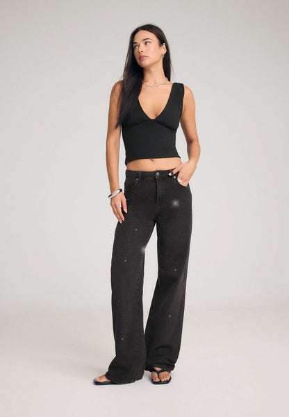 BLACK DENIM WASHED EFFECT
